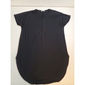 Tres Bien Black Dress L Loose Fit V Neck Short Sleeve Minimalist